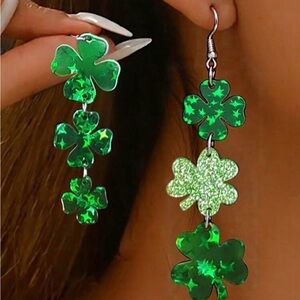 Green Clover Drop Earrings